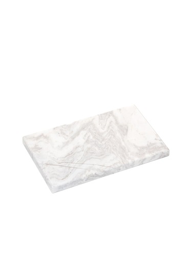Dekoratif Sunumluk Gri Dalgalar Doğal Mermer Taş - 27x16 Cm