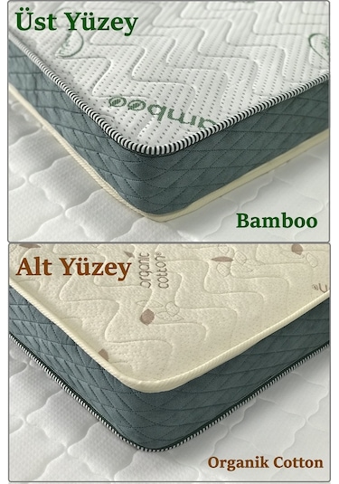 Uzunbebe 120X180 Heyner Çift Yönlü Bamboo Ve Organic Cotton Yaylı Yatak