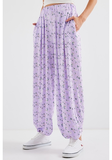 Bigdart 6665 Desenli Şalvar Pantolon - Lila 001