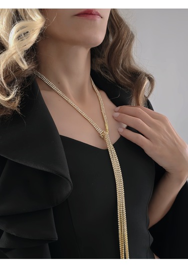 Altın Kaplama Üç Sıralı Su Yolu Şal Model Kolye Altın