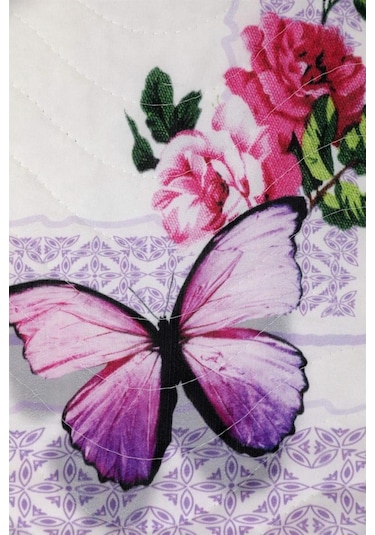 Çift Kişilik Kapitone Yatak Örtüsü Takımı - Lila Çok Renkli