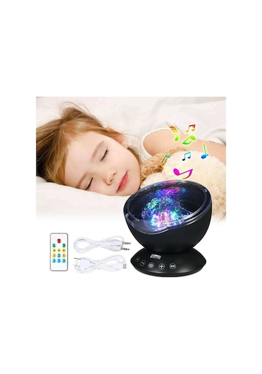 Moly 4 Hipnotik Müzik Uzaktan Kumandalı Çok İşlevli Müzik Çalar 12 Led 7 Renkli Gece Işıkları Siyah Çok Renkli