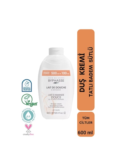 Byphasse Caresse Tatlı Badem Sütlü Kremli Duş Jeli 600 ML