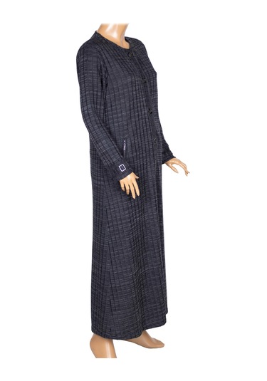 Hesna Kadın Nurel Büyük Beden Kışlık Kare Çıtçıtlı Lacivert Pardesü Lacivert