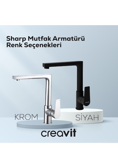 Creavit SR8500S Sharp Mutfak Armatürü Siyah