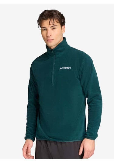 Adidas Multi Essentials 1/2 Zip Fleece Erkek Polar Yeşil
