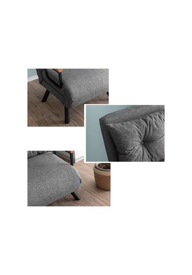 Pafu Sando Tekli Katlanır Yataklı Koltuk Keten Gri