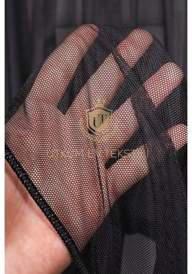 Siyah Grek Tül Perde Petek Zemin