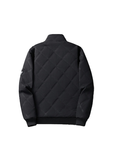 Dik Yaka Ve Kadife Kumaştan Yapılmış, Sıcak Pamuklu Erkek Ceketi Haki