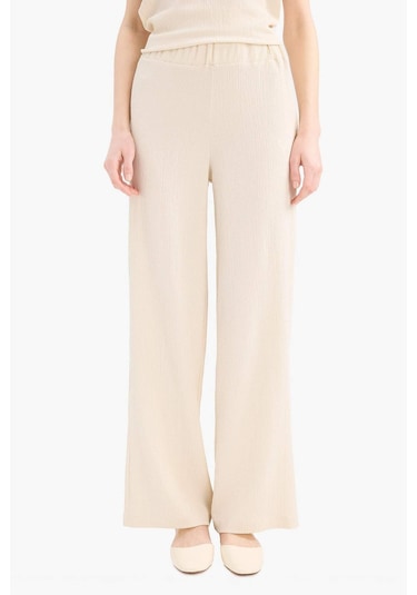 DeFacto 	Bürümcük Pantolon Wide Leg Geniş Bol Paça Esnek Belli C0200AX25SPBG286