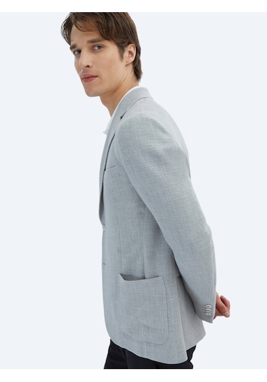 Gri Desenli Modern Fit Ceket Gri