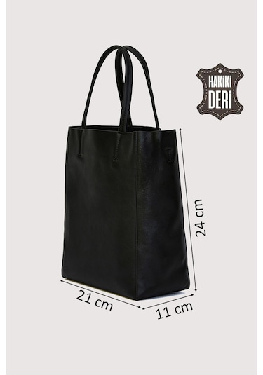 Hakiki Deri Kadın El Çantası Siyah Smr8751 Siyah