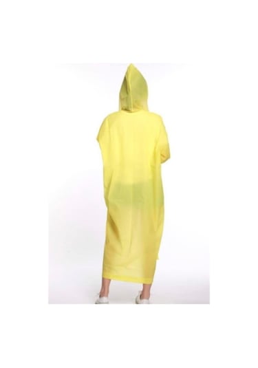 Unisex Kadın ve Erkek Yağmurluk Eva Çıtçıtlı Kapüşonlu Sarı