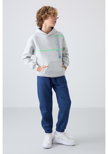 Tommy Life Parlament Pamuklu Kalın İçi Tüylü Yumuşak Dokulu Standart Fit Baskılı Erkek Çocuk Eşofman Alt - 112 Parlament