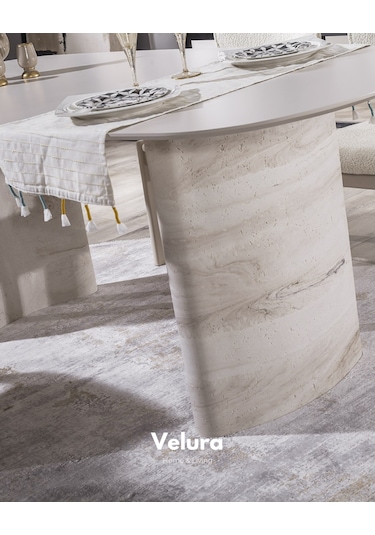 Moon Yemek Odası Takımı Yemek Masası + 4 Adet Sandalye Kırık Beyaz