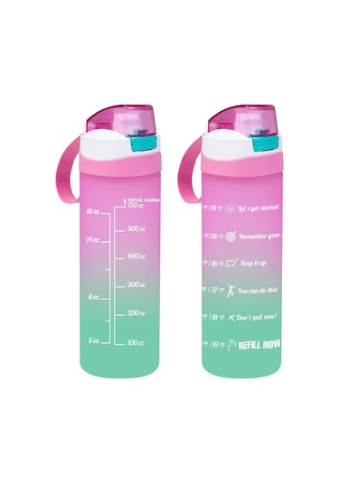 Herevin 161670-161 Su Şişesi - Motivasyon Su Matarası Pembe 750Cc Pembe