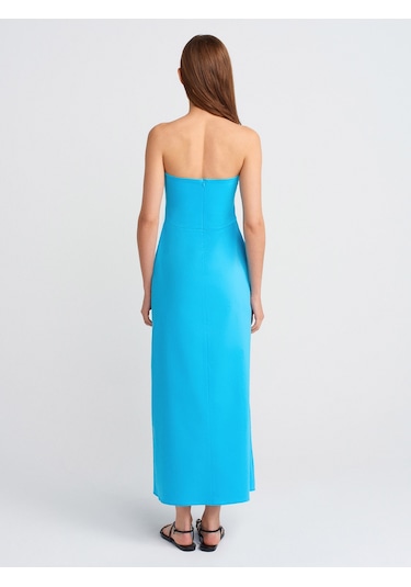 Dilvin 90758 Straplez Elbise-turkuaz Turkuaz