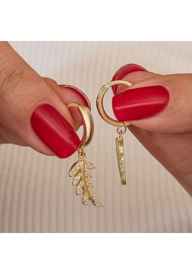 Artsmagazinmücevher Gümüş Gold Sallantılı Başak Kadın Küpe