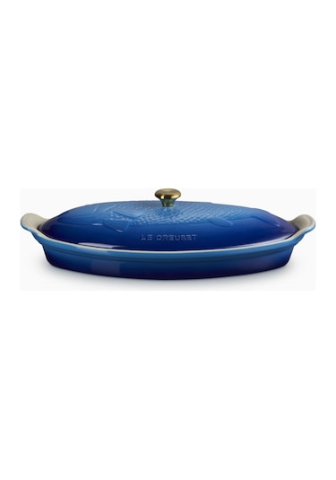 Le Creuset Kapaklı Seramik Balık Pişirme Kabı, 34 Cm Seramik Tava Lacivert