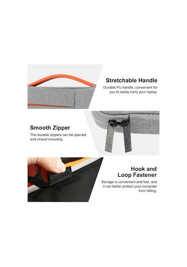 13 İnç Evrensel İş Dizüstü Bilgisayar Çantası Su Geçirmez Çok Katmanlı Koruma Pu Sapı Gri