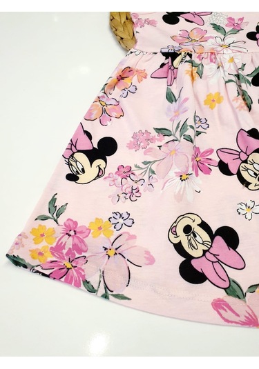 Minnie Kız Çocuk Penye Askılı Elbise Pembe