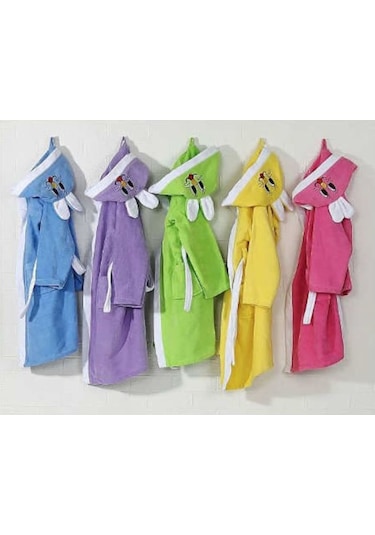 Durul Kulaklı Pamuk Çocuk Bornozu