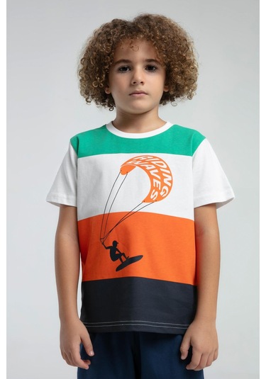 Roly Poly Renkli Erkek Çocuk Kısa Kol Bermuda Şortlu Pijama Takım Turuncu