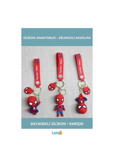 Spiderman Silikon Anahtarlık Kırmızı Renk Eğlenceli Tasarım 21 Cm Çok Renkli