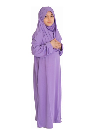 Lila Fermuarlı Namaz Elbisesi Lila