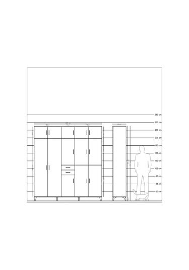 Hyperion Dolap 10 Raflı 2 Çekmeceli 3 Askılı 220x44x243 Çam-antrasit/antrasit Antrasıt/antrasıt