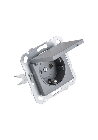 Netelsan Byobu Füme Kapaklı Topraklı Priz Çerçevesiz