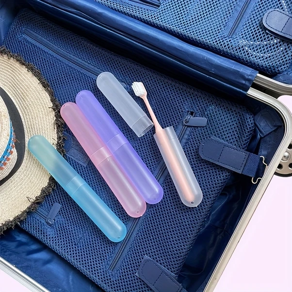 Chuangyinshop Mavi Taşınabilir Diş Fırçası Kılıfı Seyahat Kapaklı Kompakt Kokusuz Hijyen Mavi