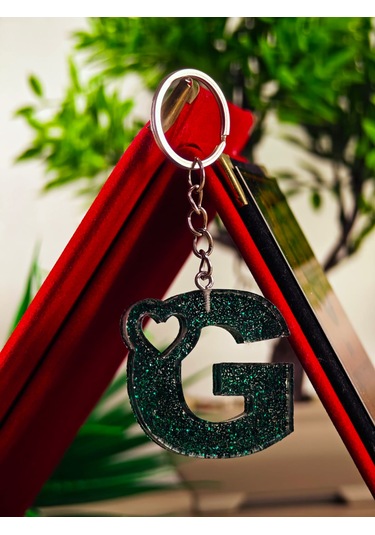 Harfli Anahtarlık Epoksi Kişiye Özel Yapım El Yapımı Harf Anahtarlık Kalp Model Özel Tasarım Hediyelik Ürün Kalp Desenli Simli Anahtarlık Açık Mor