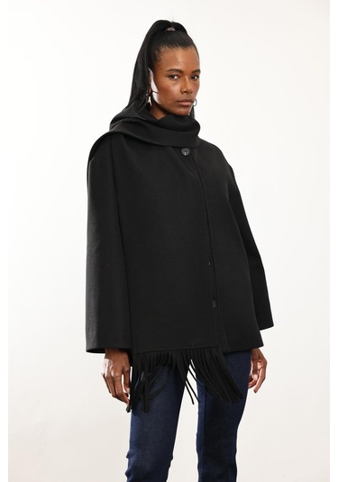 Siyah Atkılı Kaşe Mont D99800 Siyah