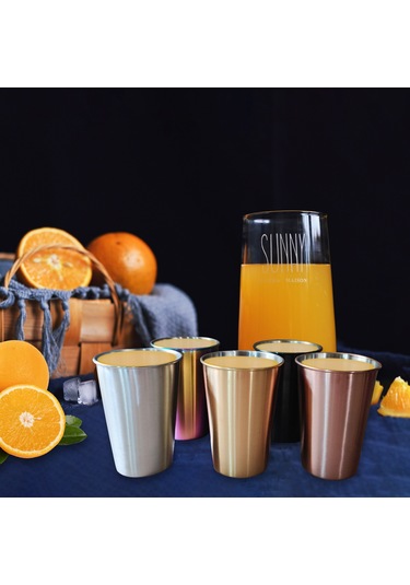 Geeroyoo 5'li Paslanmaz Çelik Bardak Seti - 500ml Kapasite, Renk Seçenekli, Taşınabilir Ve Dayanıklı Diğer