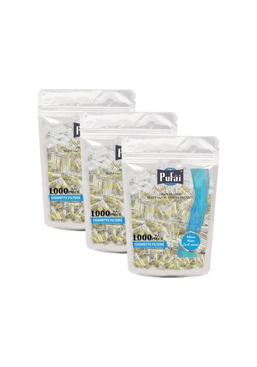 Pufai Slim & Super Slim Katran Süzen Filtreli Ağızlık 5 - 6 MM 1000'li x 3 Paket