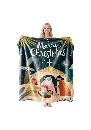 Noel Fral Küçük Battaniye Festival Atmosferi Pratik Kullanım-mt-flr-102 150 100 Yeşil