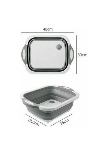 Katlanabilir Süzgeçli Kesme Tahtası Ve Badya -m11 Gri