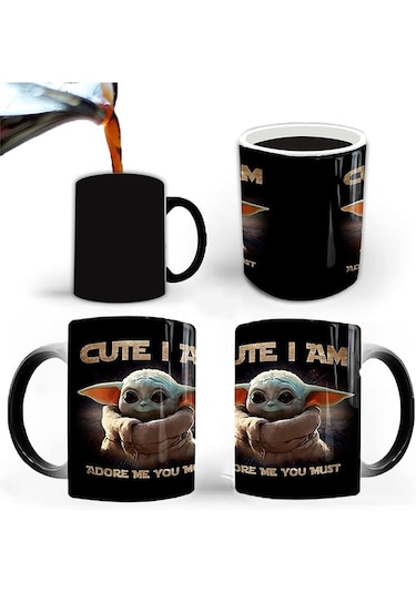 Baby Yoda Star Wars Sihirli Kupa Parlak Siyah