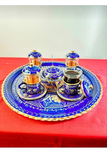 4lü Bakır Fincan Takımı Ve Lokumluk Tepsi