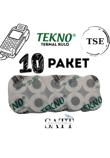 Tekno Rulo Yazarkasa Pos Rulosu 56x14 Mm 10 Paket 100'li Rulo