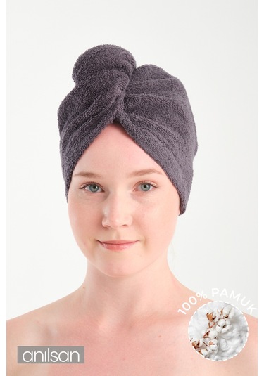 %100 Pamuk Antrasit-kiremit-lacivert Havlu Bone Saç Kurutma Bonesi Kafa Havlusu Duş Banyo Bonesi Islak Saç Kur Çok Renkli