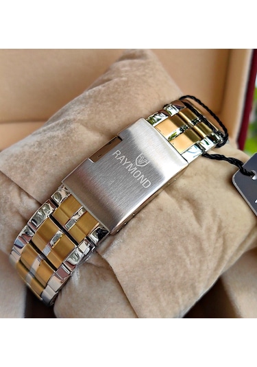 Raymond Özel Tasarım Çelik Erkek Kol Saati Gümüş - Gold