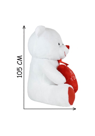 100 Cm Seni Seviyorum Kalpli Büyük Ayıcık Beyaz