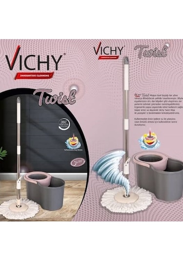 Vichy Twist Döner Başlıklı Mop Gri