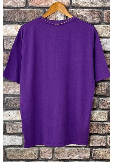 Erkek Belive İn Yourself Baskılı Oversize Tshirt Mor