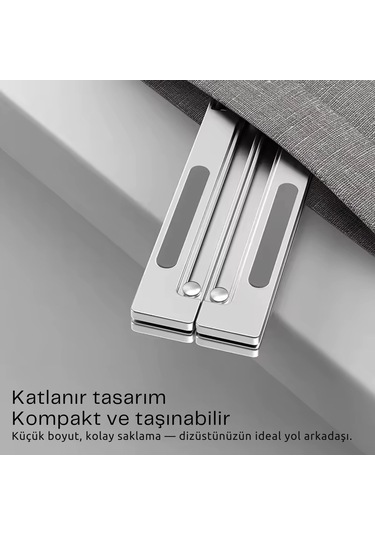 Shopytech Fanlı Katlanır Laptop Notebook Standı 7 Kademeli Yükseklik Alüminyum Alaşım 16 İnc Uyumlu