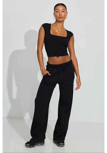 Madmext Siyah Bol Paça Kadın Eşofman Altı Mg2279 Siyah