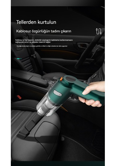 Taşınabilir Araç Akülü Mini Süpürge-siyah