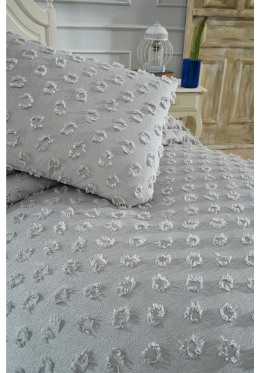 Çeyiz Diyarı Konik 2 Parça Tek Kişilik Pike Takımı Gri Gri